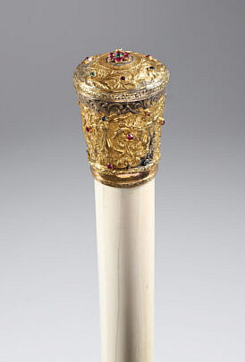 97-6 Gold Jeweled Knob Walking Stick B 8241 JPG