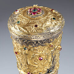 Whaler Made Gold Plated Knob Anique Narwhal Walking Stick, early to mid 19th Century