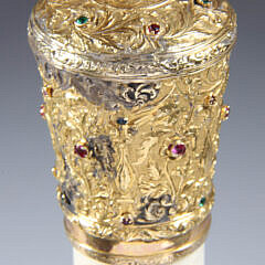 Whaler Made Gold Plated Knob Anique Narwhal Walking Stick, early to mid 19th Century