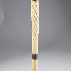 Whaler Made L-Grip Narwhal Cane, early 19th Century