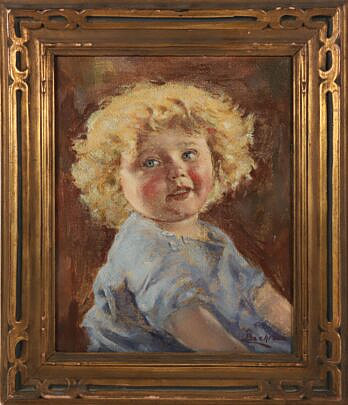 Bachrach Oil on Board "Girl With Blue Dress"
