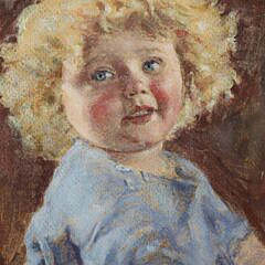 Bachrach Oil on Board Portrait “Girl With Blue Dress”