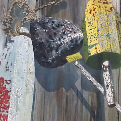 Marshall DuBock Watercolor on Paper “Buoy Still Life”, circa 1967