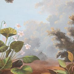 Paul Crosthwaite Oil On Board “White Florals Blooming in a Forest Landscape”