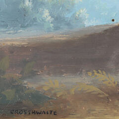 Paul Crosthwaite Oil On Board “White Florals Blooming in a Forest Landscape”