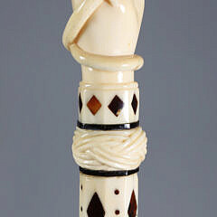 Whaler Made Clenched Fist With Snake Walking Stick, mid 19th Century