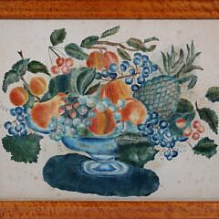 Fraktur Fruit Still Life with Blue Bowl 19th Century