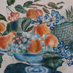 Fraktur Fruit Still Life with Blue Bowl, 19th Century