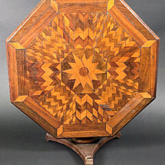 Antique Multiwood Inlaid Octagonal Salesman Sample Tilt Top Table, 19th Century