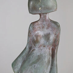 David Hostetler Patina Bronze Stylized Female Sculpture