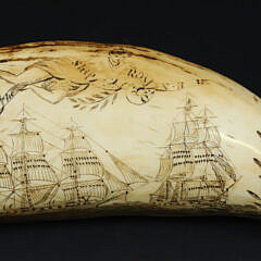 Fine Scrimshaw Whale Tooth "Ship Romeo", 19th Century
