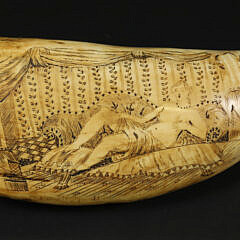 Fine Scrimshaw Whale Tooth “Ship Romeo”, 19th Century