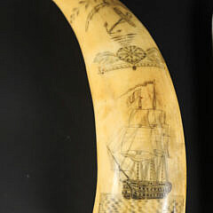 Scrimshaw Polychrome Whale Tooth “Liberty and Hope”, 19th Century