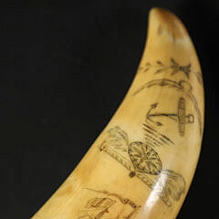 Scrimshaw Polychrome Whale Tooth “Liberty and Hope”, 19th Century