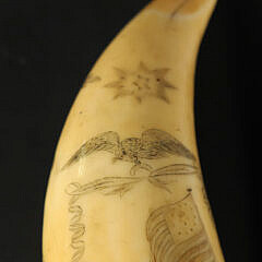 Scrimshaw Polychrome Whale Tooth “Liberty and Hope”, 19th Century