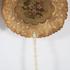 Pair of French Carved Antique Needlepoint Hand Fans