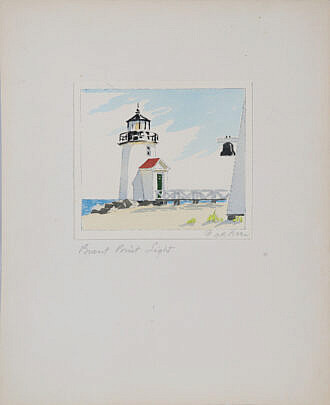 Doris and Richard Beer Watercolor "Brant Point Light"