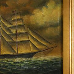 Antique Oil on Canvas “British Two-Mast Schooner”