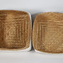 Bali White Bead Covered Basket