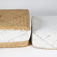 Bali White Bead Covered Basket