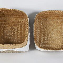 Bali White and Tan Beaded Covered Box