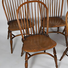 Set of 8 Vintage English Oak Bow Back Windsor Style Dining Chairs
