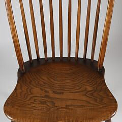 Set of 8 Vintage English Oak Bow Back Windsor Style Dining Chairs