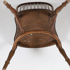 Set of 8 Vintage English Oak Bow Back Windsor Style Dining Chairs