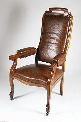 Victorian Mahogany Leather Upholstered Arm Chair 