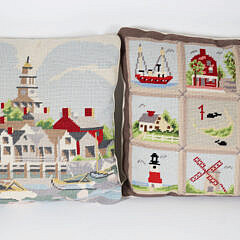 Two Nantucket Needlepoint Pillows Attributed to Claire Murray