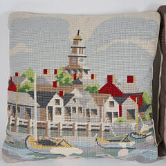 Two Nantucket Needlepoint Pillows Attributed to Claire Murray