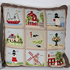 Two Nantucket Needlepoint Pillows Attributed to Claire Murray