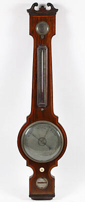Fresolili Frowbridge Inlaid Mahogany Banjo Barometer, 19th Century