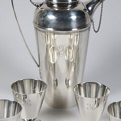 Vintage Tiffany & Co. New York Sterling Silver Cocktail Shaker and 12 Martini Cups