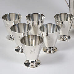 Vintage Tiffany & Co. New York Sterling Silver Cocktail Shaker and 12 Martini Cups