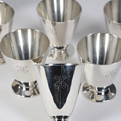 Vintage Tiffany & Co. New York Sterling Silver Cocktail Shaker and 12 Martini Cups