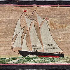 Antique Schooner Hooked Rug