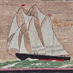 Antique Schooner Hooked Rug