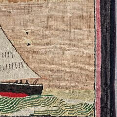 Antique Schooner Hooked Rug