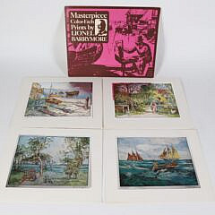 Lionel Barrymore "Masterpiece Color Etching Prints" Folio with 4 Prints