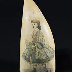 Polychrome Scrimshaw Sperm Whale Tooth, 19th Century