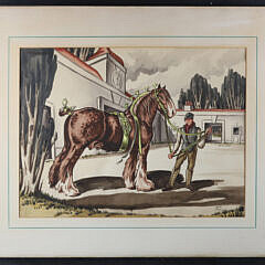 14-1511 Watercolor of a Clydesdale Horse and Handler A 7904 JPG