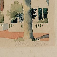 Doris and Richard Beer Miniature Nantucket Watercolor “Main Street Houses”