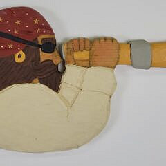 David Small Carved & Painted Folk Art Nantucket Pirate Plaque