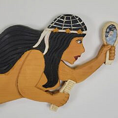 David Small Carved & Painted Folk Art Nantucket Mermaid Plaque