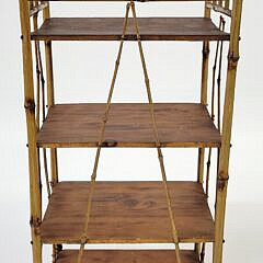 Antique 19th Century Bamboo and Pine Etagere Bookshelf