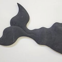 Large Folk Art Carved and Painted Sperm Whale Plaque