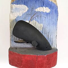 Vintage Folk Art Sperm Whale Wooden Buoy Whimsical Carving