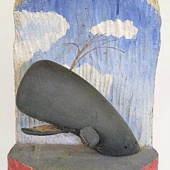 Vintage Folk Art Sperm Whale Wooden Buoy Whimsical Carving