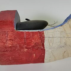 Vintage Folk Art Sperm Whale Wooden Buoy Whimsical Carving